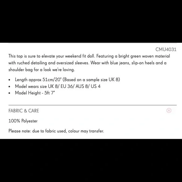 Bright Green Oversized Sleeve Woven Ruched Blouse - Picture 4 of 4